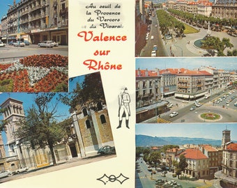 World: Vintage Valence sur Rhône Postcard - Multiview 1970s French Cityscape, Collectible Travel Postcard, Ideal for Collectors