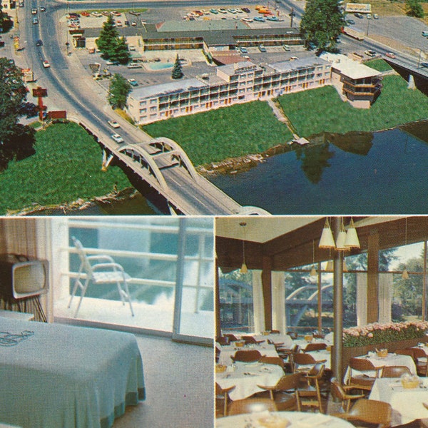 Oregon: Vintage Postcard of The Riverside Hotel in Grants Pass Oregon. This Vintage Grants Pass  Oregon Postcard is Circa the 1960's.
