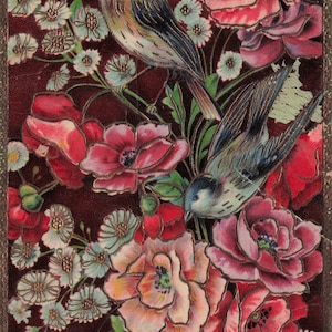 Vintage "Best Wishes" Postkarte – 1917 Antike Grußkarte mit Blumen & Vögeln