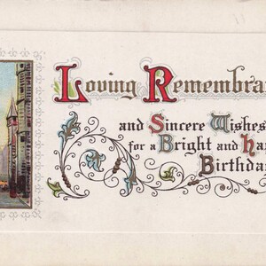 Anniversaire : ancienne carte postale Meilleurs voeux - Souvenirs affectueux et voeux de bonheur pour un joyeux anniversaire