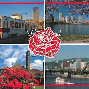 Oregon: cartolina d'epoca con saluti da Portland, Oregon. Questa cartolina dell'Oregon risale al 1980 circa.