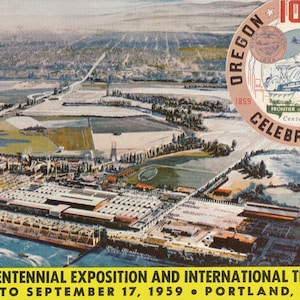 Oregon: Vintage Postcard of Oregon Centennial Expo and Trade Fair in Portland Oregon. This Portland Oregon Postcard is Circa 1959.