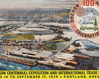 Oregon: Vintage Postcard of Oregon Centennial Expo and Trade Fair in Portland Oregon. This Portland Oregon Postcard is Circa 1959.