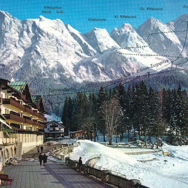 World: Vintage Garmisch-Partenkirchen Postcard with Zugspitze Mountain View - Collectible 1960s German Alps Postcard, Ideal for Collectors