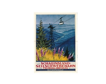 World: Vintage German Travel Poster - Schauinsland Cable Car - Mid-20th Century Wall Art