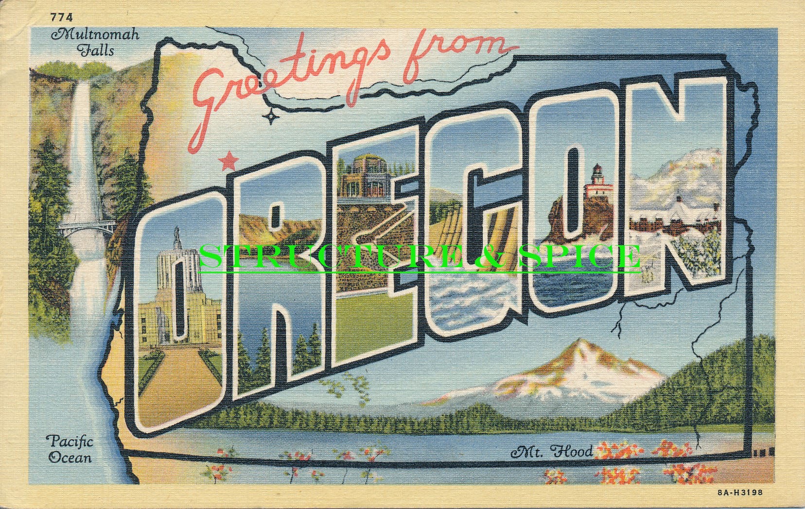 Oregon: Vintage Postcard Featuring the Beautiful State of - Etsy UK
