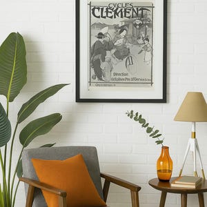Posters: Vintage Cycles Clément Bicycle Poster | Antique French Advertising Print | Japan-Inspired Bicycle Ad | Cycling Collectible