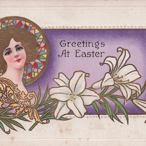 Pasqua: cartolina pasquale Art Nouveau d'epoca