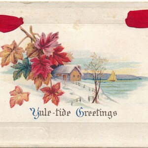 "Weihnachten: Antike Weihnachts-Postkarte (1900er Jahre) - ""Yule-tide Greetings"""
