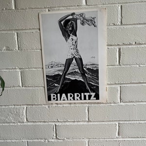 World : Biarritz Travel Poster Vers les années 30 Art déco classique français de bord de mer image 3