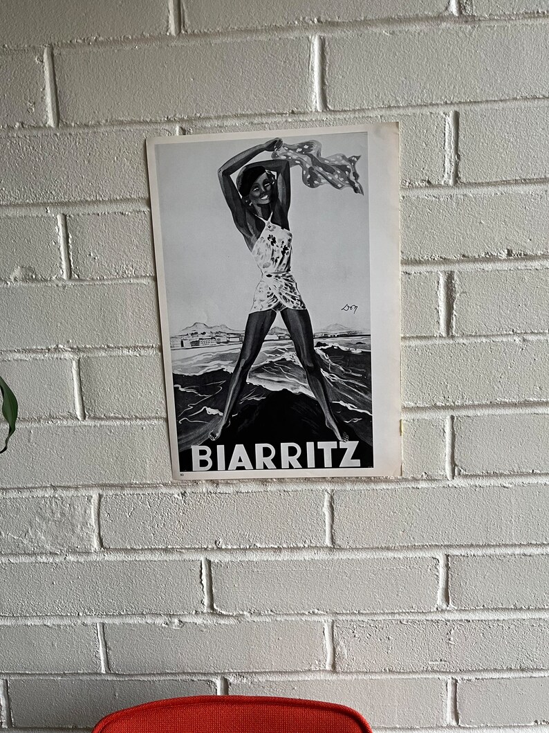 World : Biarritz Travel Poster Vers les années 30 Art déco classique français de bord de mer image 3