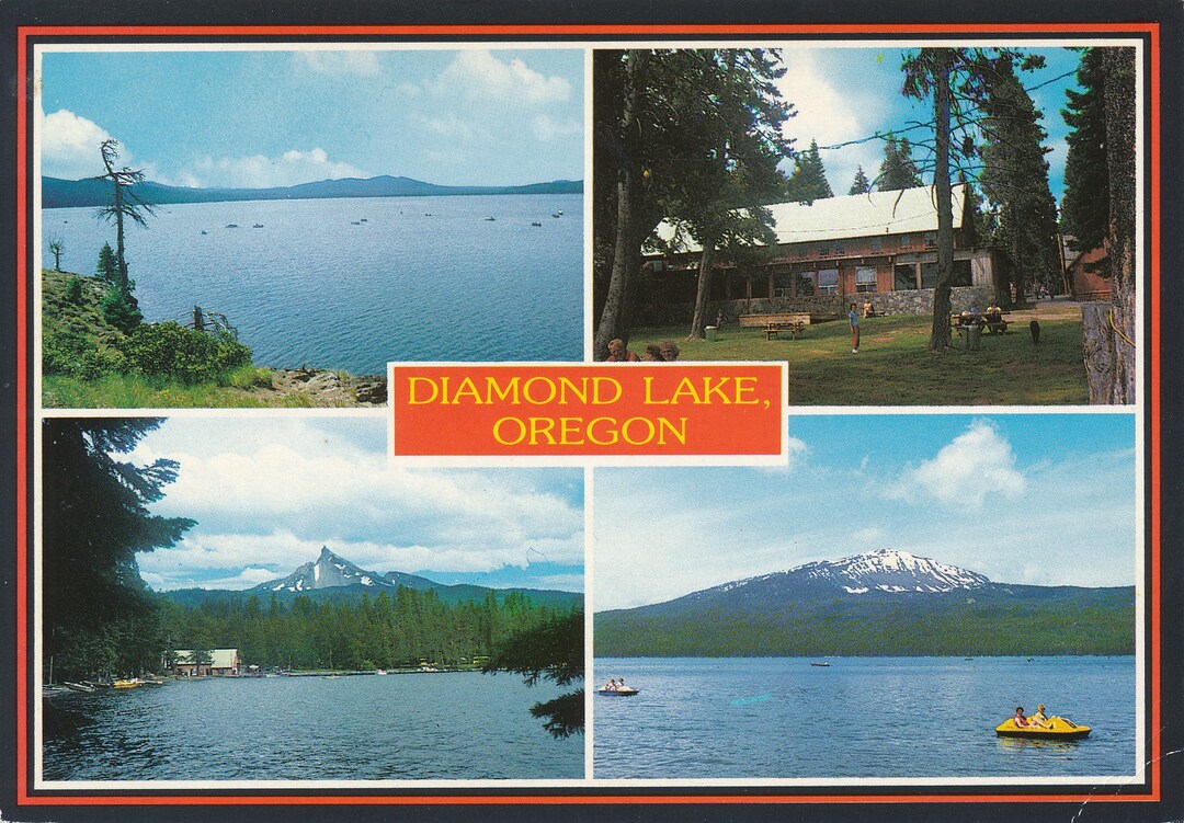 Oregon Vintage Postcard of Diamond Lake in Oregon. This Vintage