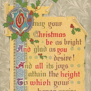 Natale: antica cartolina di Natale del 1911 con eleganti decorazioni a volute, biglietto d'auguri vintage da collezione