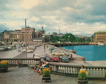 World: Vintage Stockholm Street View Postcard - Colorful 1950s Swedish Urban Landscape, Collectible Retro European City Postcard