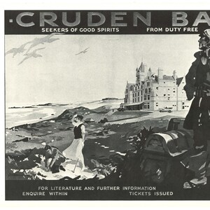 Vintage Cruden Bay Reiseplakat | Schottische Küste & Piratenlegende | Antike Reise-Werbung