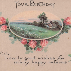 Geburtstag: Antike 1913 Geburtstagspostkarte – Landhaus & Kleefeld-Motiv | Gesendet von Strong, Maine nach West Farmington