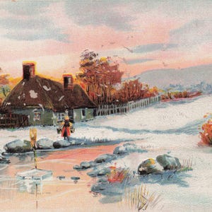 Magnifique Carte Postale Antique de Scène d’Hiver - Série "O’er Hill and Dale" de Tuck, Cottage Enneigé, Début 1900