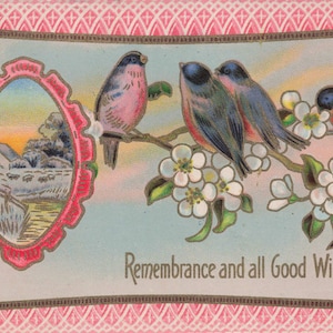 Vintage-Postkarte "Erinnerung und Gute Wünsche"