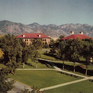 Utah: cartolina d'epoca dell'Università dello Utah - Vista panoramica del campus