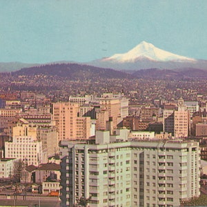 Oregon: Vintage Postcard of Portland Oregon and Mount Hood. This Portland Oregon Postcard is Circa 1966.