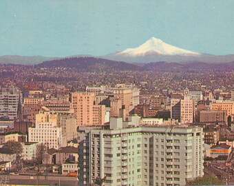 Oregon: Vintage Postcard of Portland Oregon and Mount Hood. This Portland Oregon Postcard is Circa 1966.
