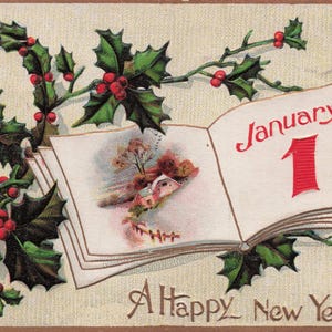 Carte Postale Ancienne du Nouvel An – Vœux du 1er Janvier – Époque 1900s