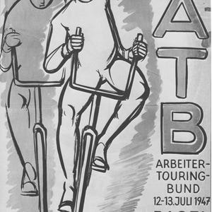 Vintage 1947 ATB Basel Poster - Radfahrer-Sportkunst - Aus "100 Years of Posters" von Bevis Hillier (1972)