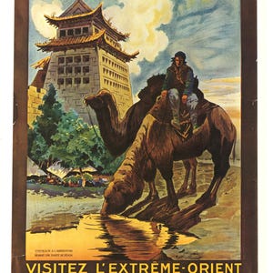 Affiche Ancienne de Voyage – “Visitez l’Extrême-Orient” – Messageries Maritimes – Route de la Soie