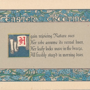 Ostern: Antike Blumen Postkarte c. 1900 mit poetischem Vers - Sammlerstück Ephemera