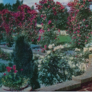 Oregon: Cartão postal antigo dos Jardins Lambert, no sudeste de Portland, a Cidade das Rosas. Este cartão postal de Portland, Oregon, é de aproximadamente 1940.