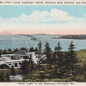 Maine: Antica cartolina di Fort Levet - Vista dell'isola di Cushing e del porto di Portland - Primi anni del 1900