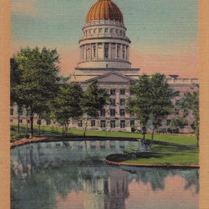 Utah: Vintage Postcard – Utah State Capitol Dome from Rock Garden, Salt Lake City