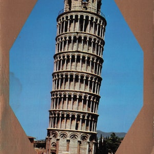 Mundo: Cartão postal vintage da Torre Inclinada de Pisa (década de 1960)