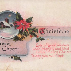 Antike Weihnachtskarte - "Gute Stimmung" - Geprägte Vintage-Festtagskarte (1920er)