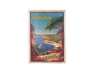 World: French Riviera Vintage Travel Poster - "Esterel Plage" - St. Raphael Resort - Mid-20th Century Collectible Art