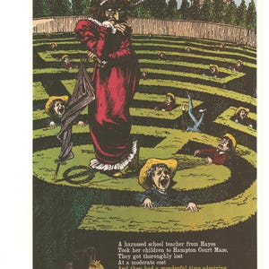 Vintage London Transport Poster – "Hampton Court Maze" von William H. Henrion | 1950er Jahre Britische Reiseplakat