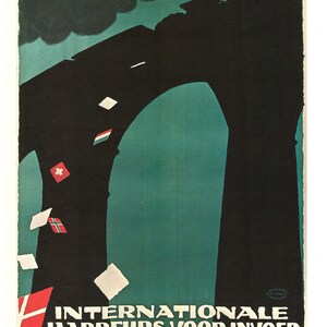 Wereld: antieke internationale handelsbeursposter 1919 – Frankfurt am Main – gedurfd grafisch ontwerp