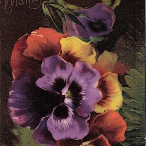 Antike Postkarte von 1911 – "Best Wishes" mit Stiefmütterchen – Geprägt – Verschickt & Gestempelt