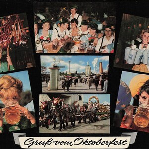 Mundo: Cartão Postal Vintage Gruß vom Oktoberfest - Saudações da Oktoberfest de Munique, Alemanha