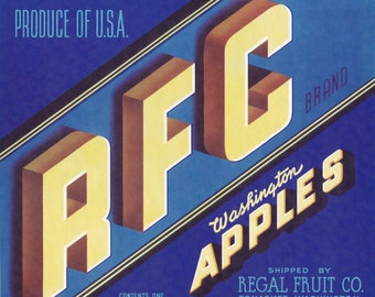 Étiquette De Caisse De Fruits Californienne Vintage Encadrée - Occasion - Déco US