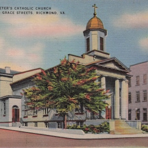 Virginia: Antike 1946 Postkarte – St. Peter’s-Katholische Kirche, Richmond, Virginia – Historische Architektur & Goldener Dom
