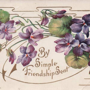 Carte Postale de Pâques Ancienne – Brins de Muguet & Croix Métalliques