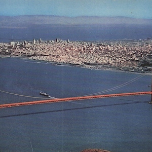 California: Vintage Postcard - Air View of Golden Gate Bridge, San Francisco, California