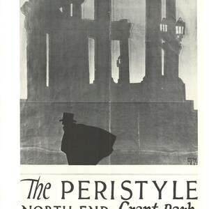 Seltenes 1921 Grant Park Peristyle Plakat | Vintage Chicago Werbeposter | Ervine Metzl Art Deco Druck | Historisches Design