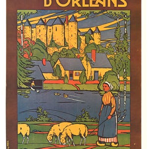 Antikes Touraine Reiseplakat | Französische Eisenbahnwerbung | Chemin de Fer d'Orléans | Landschaftskunst