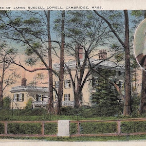 Massachusetts: Cartão postal antigo "Elmwood" - Casa de James Russell Lowell, Cambridge, Massachusetts.