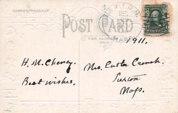 1911年製アンティーク年賀状 – ゴシックデザインと心温まる詩 - Etsy 日本