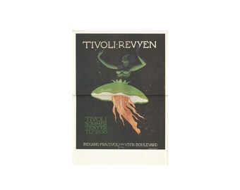 Monde : affiche vintage des jardins de Tivoli - Publicité théâtrale enchanteresse Art nouveau des années 1920