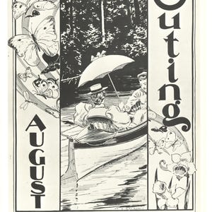 Vintage "Outing" Magazinposter | Elegante Ruder-Szene aus dem 19. Jahrhundert | Nostalgische Schwarz-Weiß-Illustration
