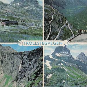 Monde : ancienne carte postale Trollstigen - Les routes de montagne pittoresques de Norvège